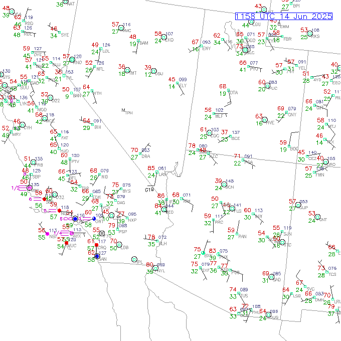 las METAR plot